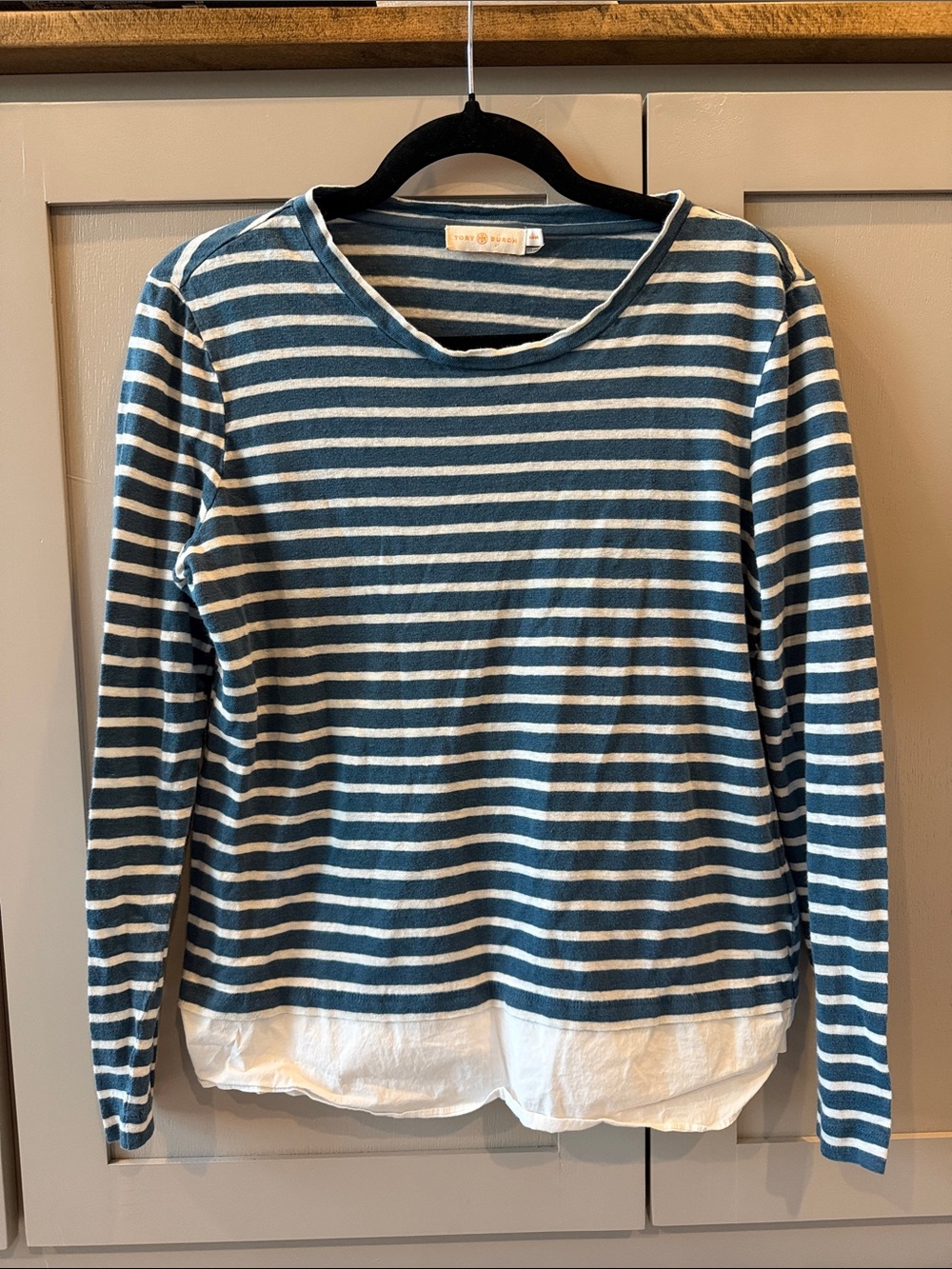 Tory Burch Linen Stripe Long Sleeve Shirt